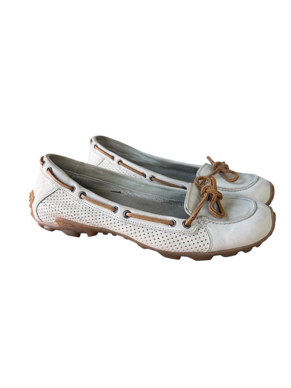 Merrell Marina Ivory Leather Boat Shoes VIBRAM Sole